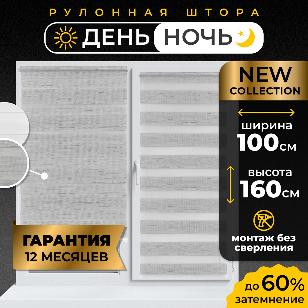 Рулонные шторы День - Ночь LmDecor 100х160 см жалюзи на окна 100 ширина, рольшторы  #1