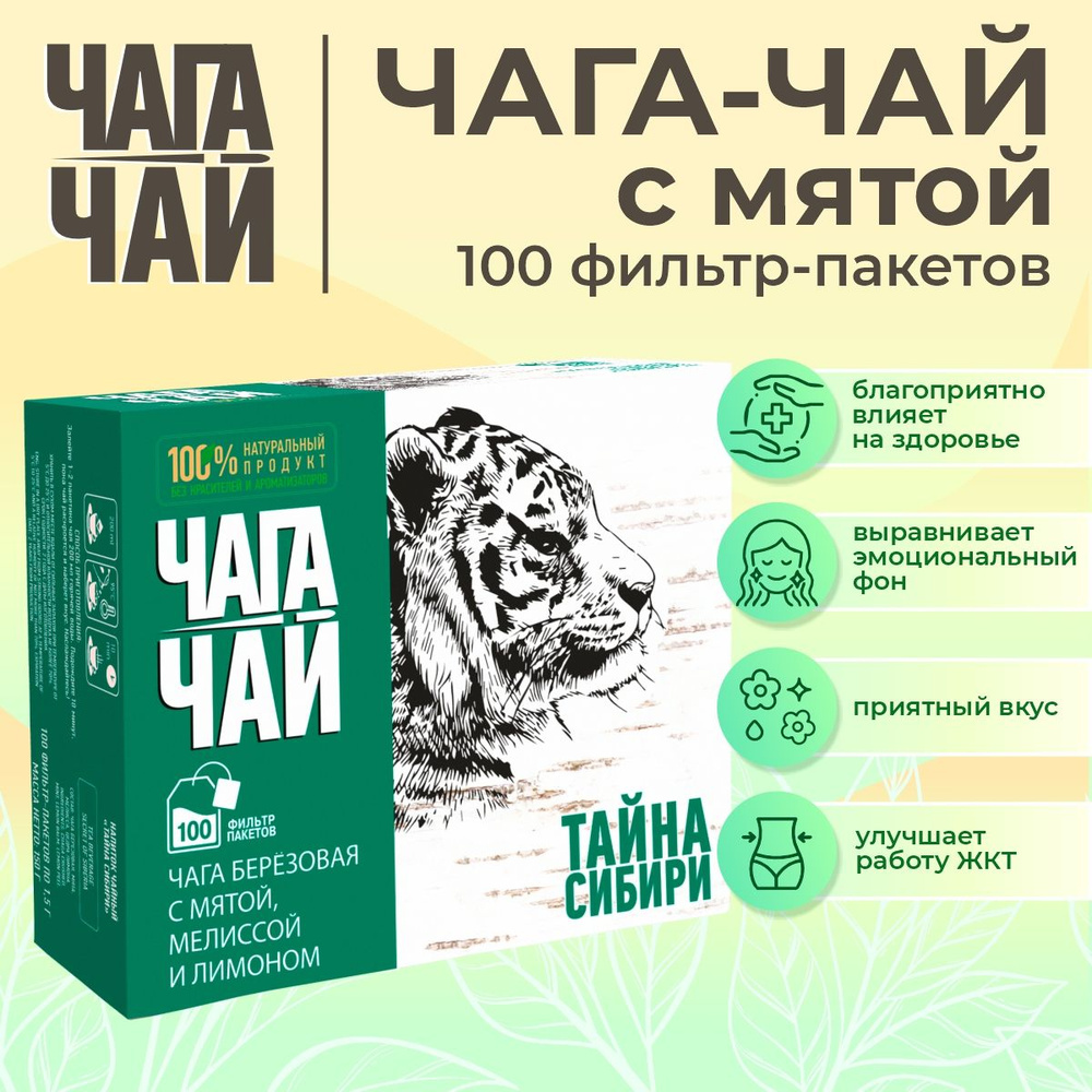 Чага чай Тайна Сибири натуральная березовая чага с мятой, без кофеина и ароматизаторов, подарочный, в #1