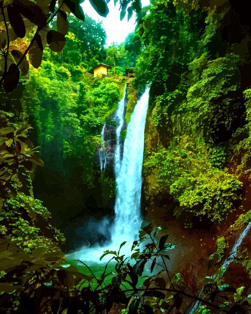 Алмазная мозаика Bright Color "Водопад в джунглях" 40х50 на холсте, без подрамника  #1