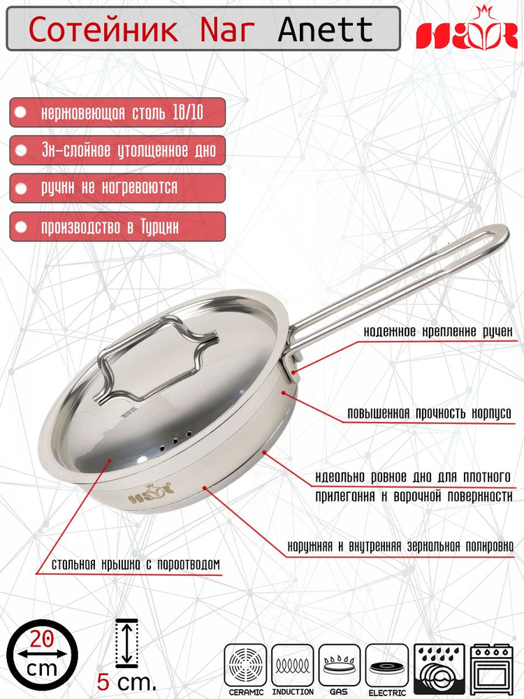 NARPOSUDA Сотейник "nar", Нержавеющая сталь, 1.25 л, 20 см #1