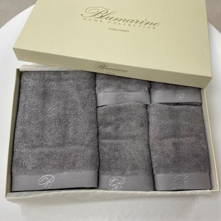 Blumarine Набор банных полотенец Benessere, Хлопок, 100x150, 40x60, 60x110 см, серебристый, 5 шт.  #1