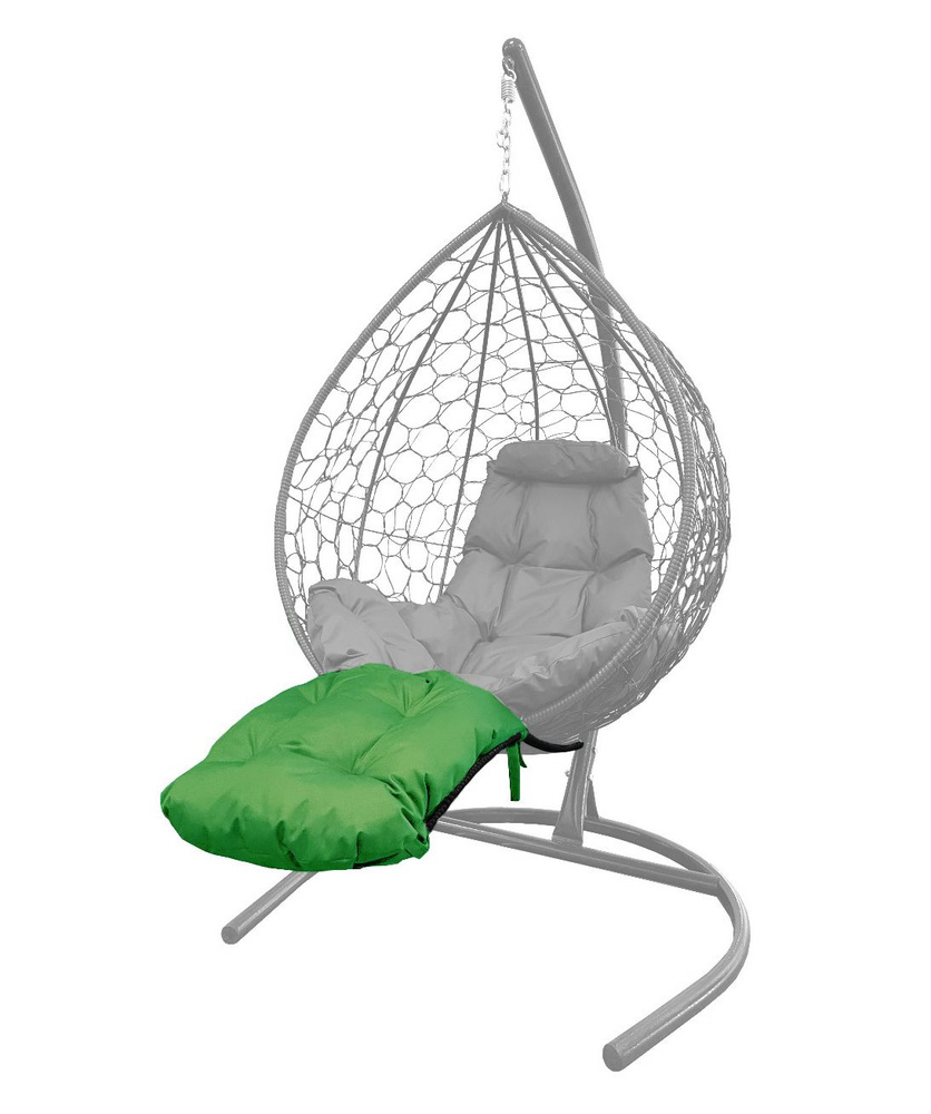 Подставка для ног на кресло подвесное, с ротангом черное, зеленая подушка  #1