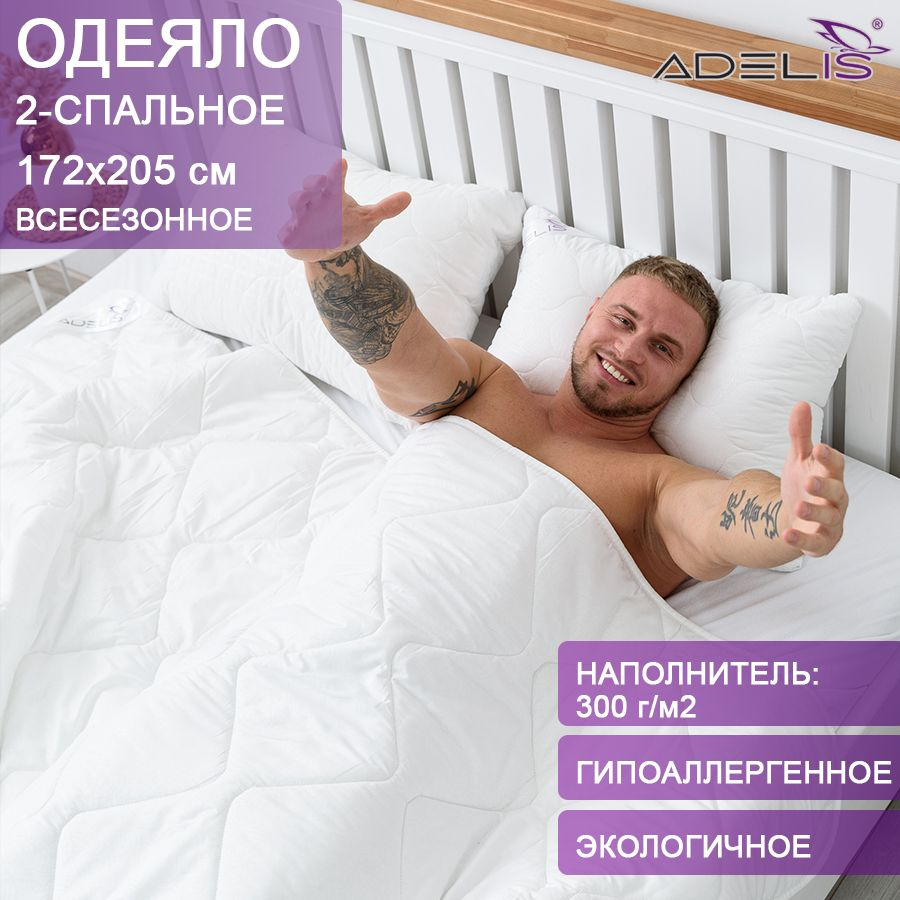 Одеяло Adelis 2 спальное 172х205 см, файбер микрофибра всесезонное, 300 г/м2  #1