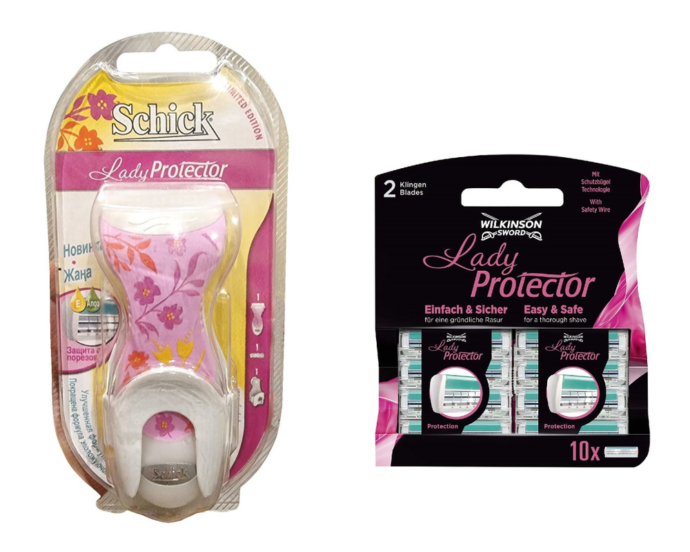 Schick Lady Protector / Бритвенный женский станок с 11 кассетами и настенным держателем.  #1