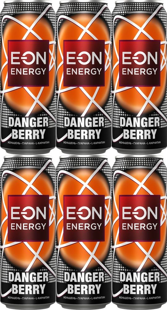 Энергетический напиток E-ON Danger Berry безалкогольный 0,45 л, комплект: 6 упаковок по 450 мл  #1