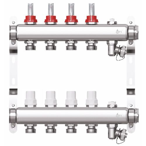 Коллектор для тёплого пола STI CMF с расходомерами 5 выходов / нержавеющая сталь  #1