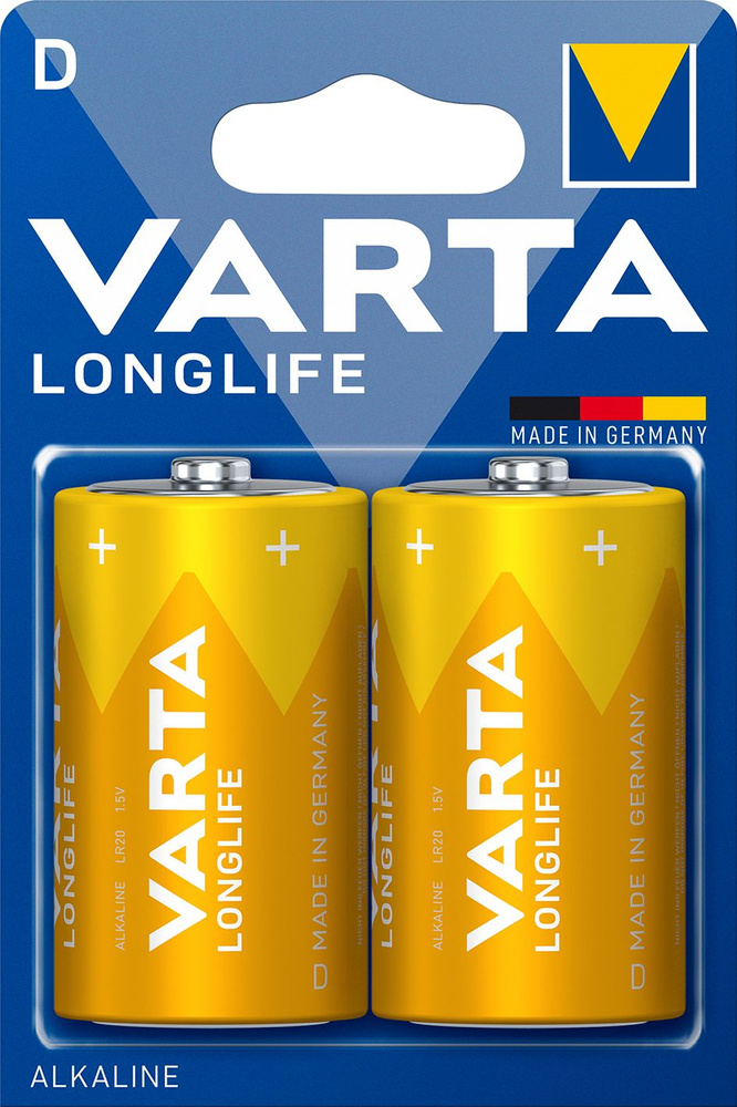 Батарейки D VARTA LONGLIFE D / LR20, алкалиновые, 2 шт #1