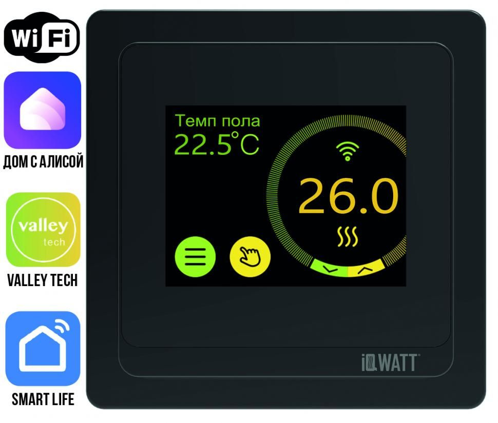 IQWATT Терморегулятор/термостат до 3600Вт Для теплого пола, черный  #1