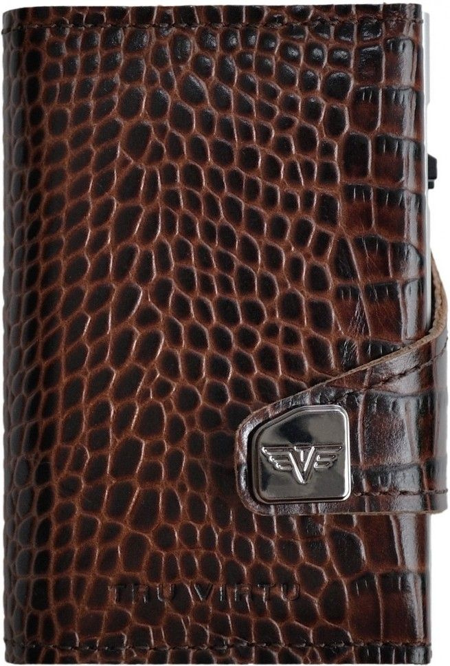 Кожаный двойной кошелек TRU VIRTU CLICK&SLIDE Croco Brown, коричневый крокодил  #1