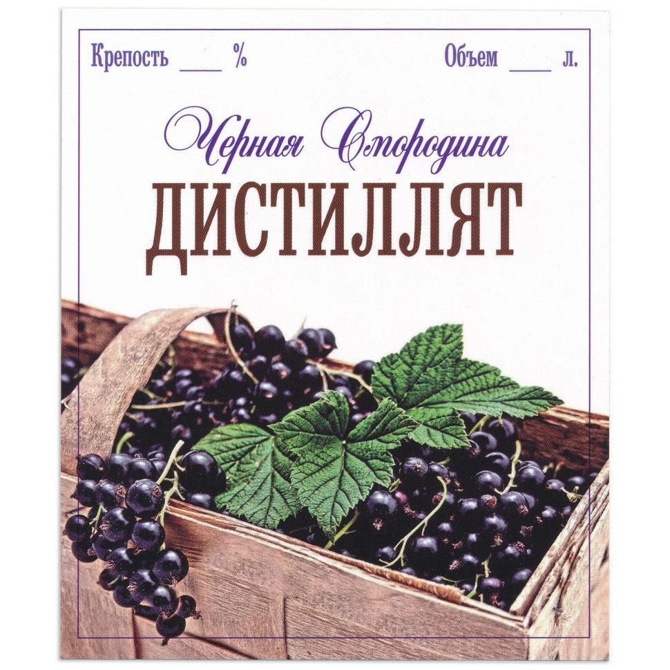 Этикетка для бутылок самоклеящаяся "Дистиллят Черная Смородина" 85*100 мм, 25 шт.  #1