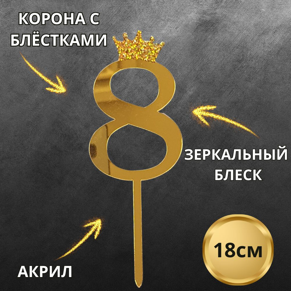 Топпер для торта зеркальный 18см #1