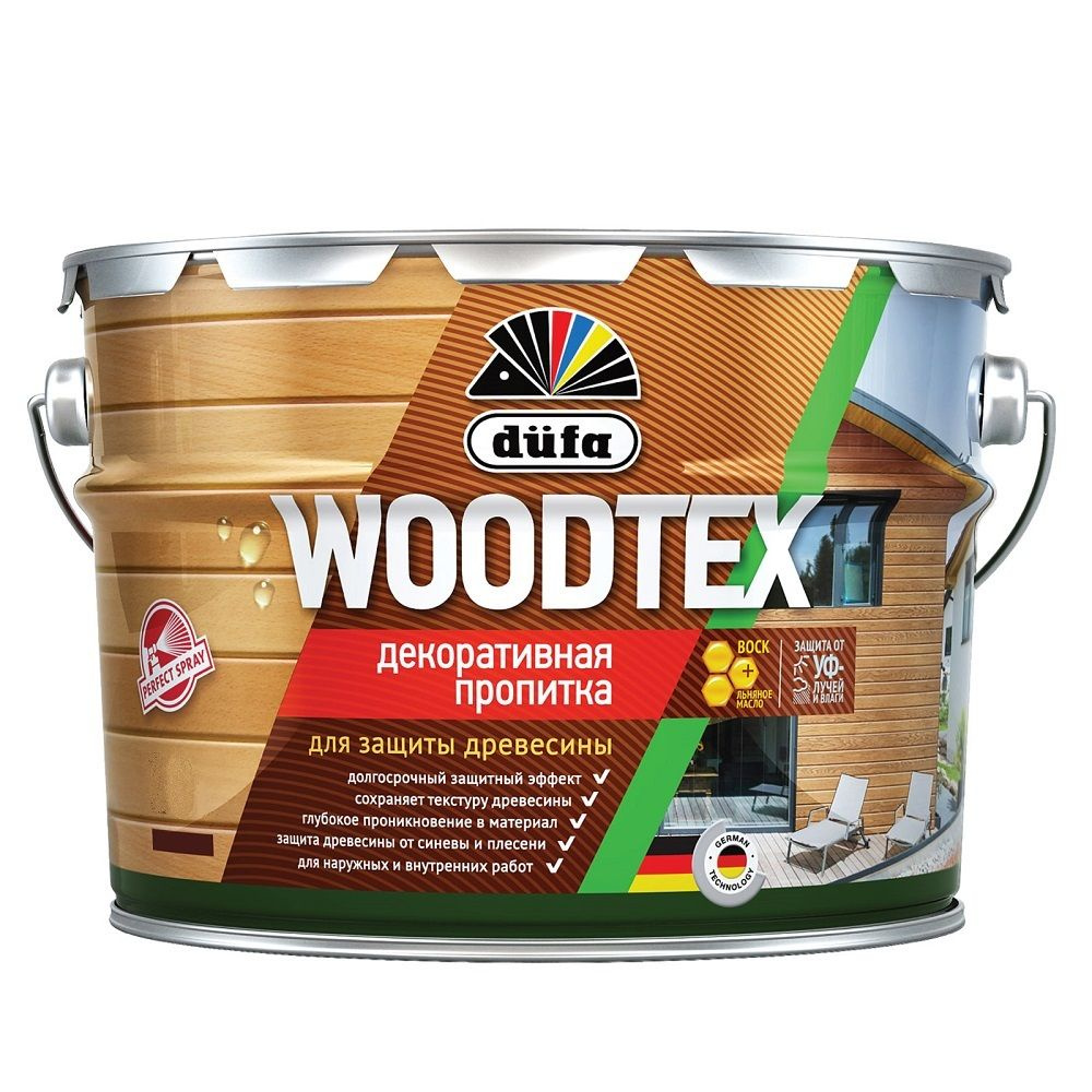 Декоративная пропитка для древесины Dufa Woodtex полуматовая (3л) бесцветный  #1