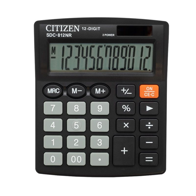 Калькулятор настольный Citizen SDC-812NR, 12 разрядов, двойное питание, 102*124*25 мм, черный  #1