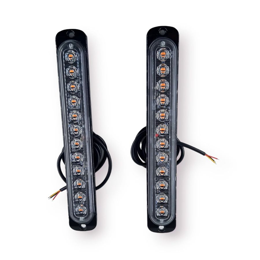 Фонарь светодиодный 12LED стробоскоп 12-24V 190x28x10мм Желтый свет 2шт  #1