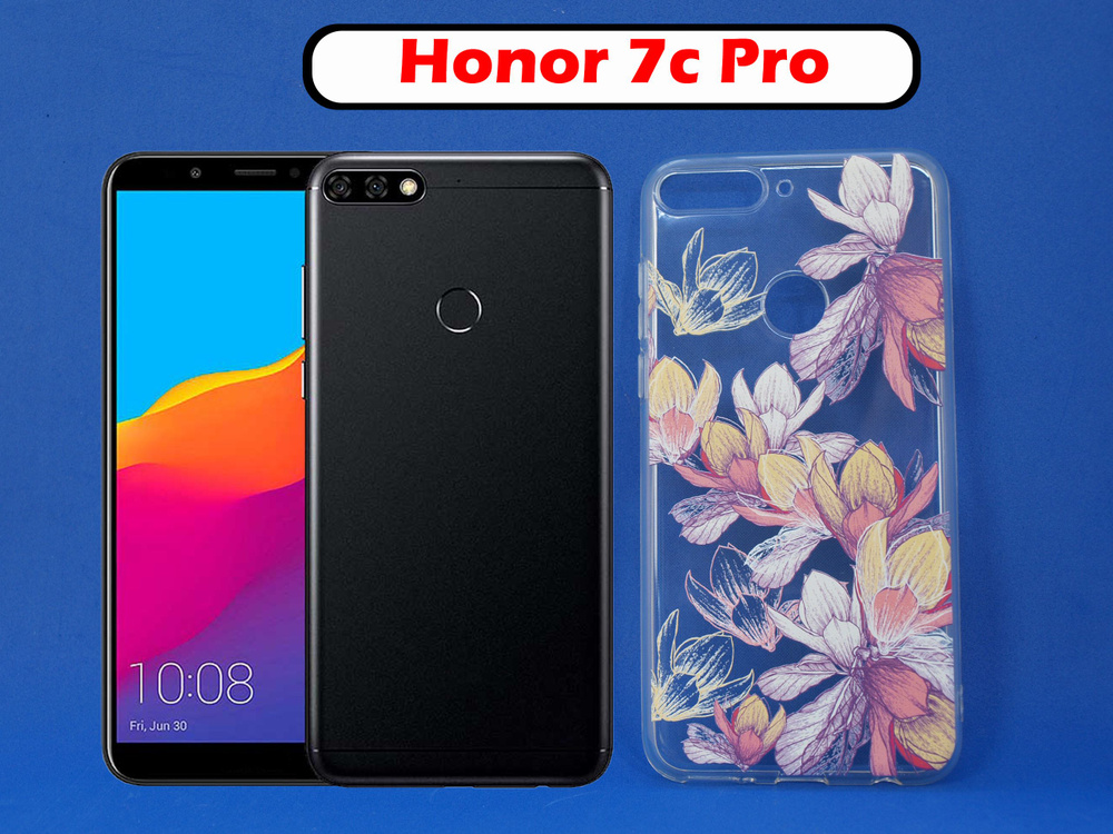 Чехол-накладка для Honor 7C Pro Цветы 1,силиконовая задняя панель, защитная крышка  #1