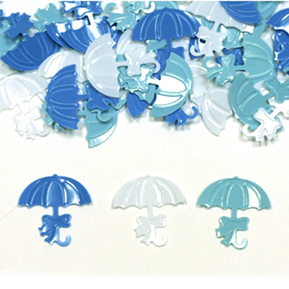 Конфетти пластиковое Зонтики голубые ассорти 14 гр #1