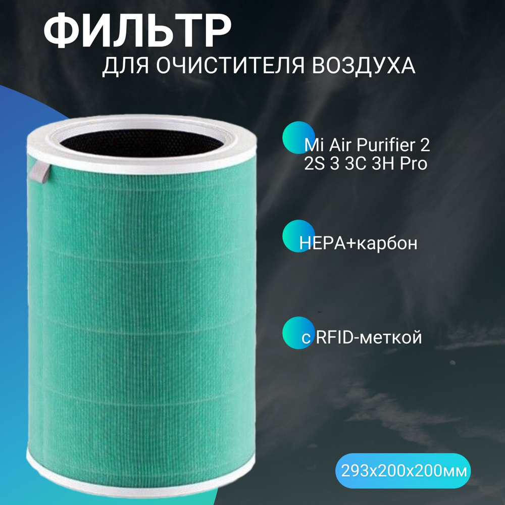Фильтр для очистителя воздуха Mi Air Purifier 2 2S 3 3C 3H Pro (HEPA+карбон) с RFID-меткой  #1
