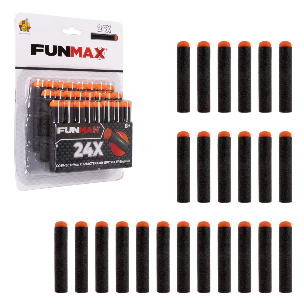 Фанмакс Патроны для бластера Funmax 1TOY игрушечные мягкие пули, набор 24 EVA снаряда  #1