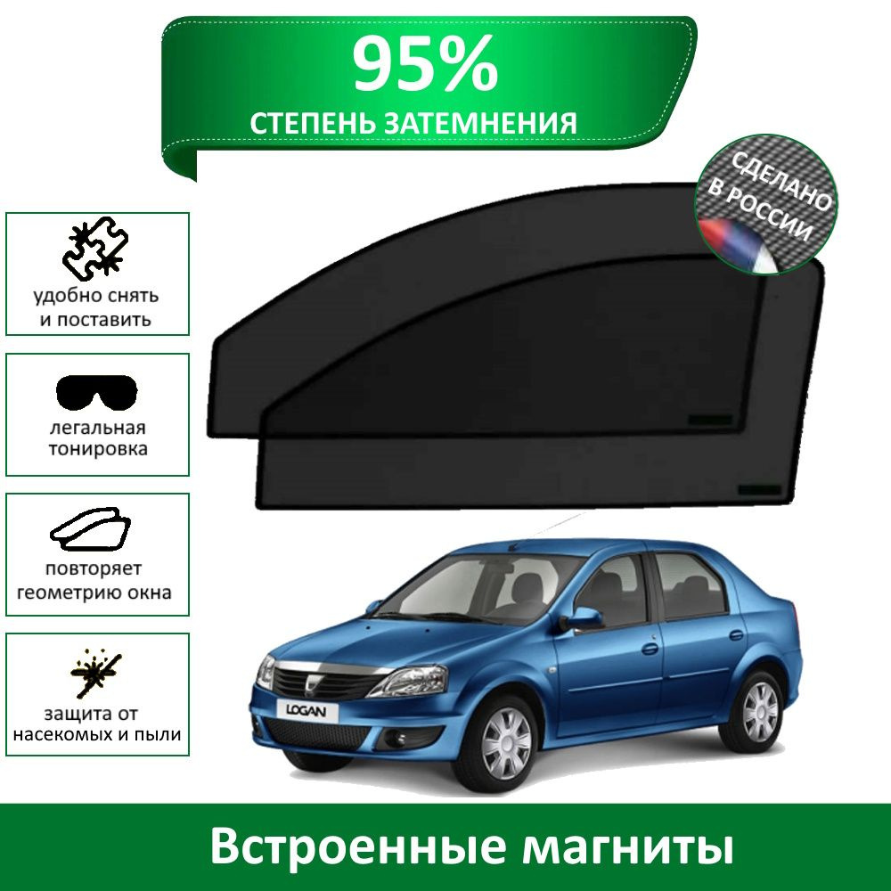 Каркасные шторки MURAD PREMIUM 95 Renault Logan 1 + Stepway (2004-2015) на передние двери на магнитах #1