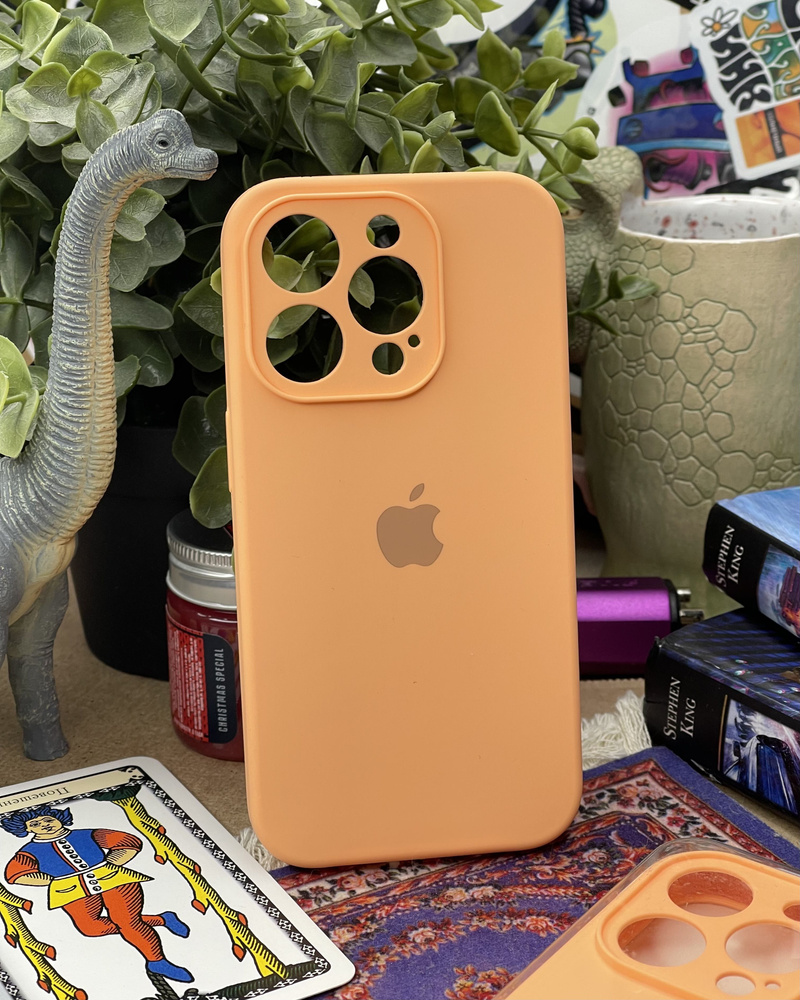 Силиконовый чехол на iPhone 15 Pro с защитой камер, противоударный / Silicone Case iPhone 15 Pro Peach #1