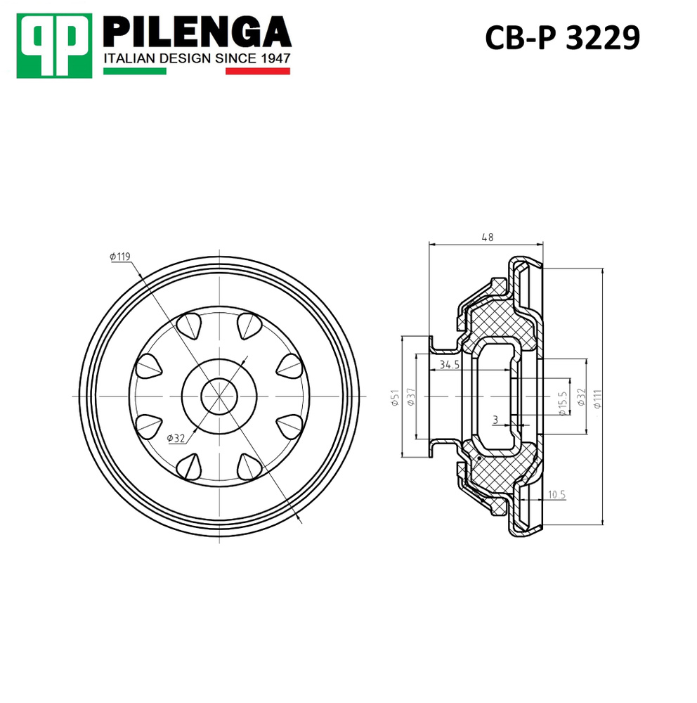 Pilenga Опора амортизатора, арт. CB-P 3229, 1 шт. #1