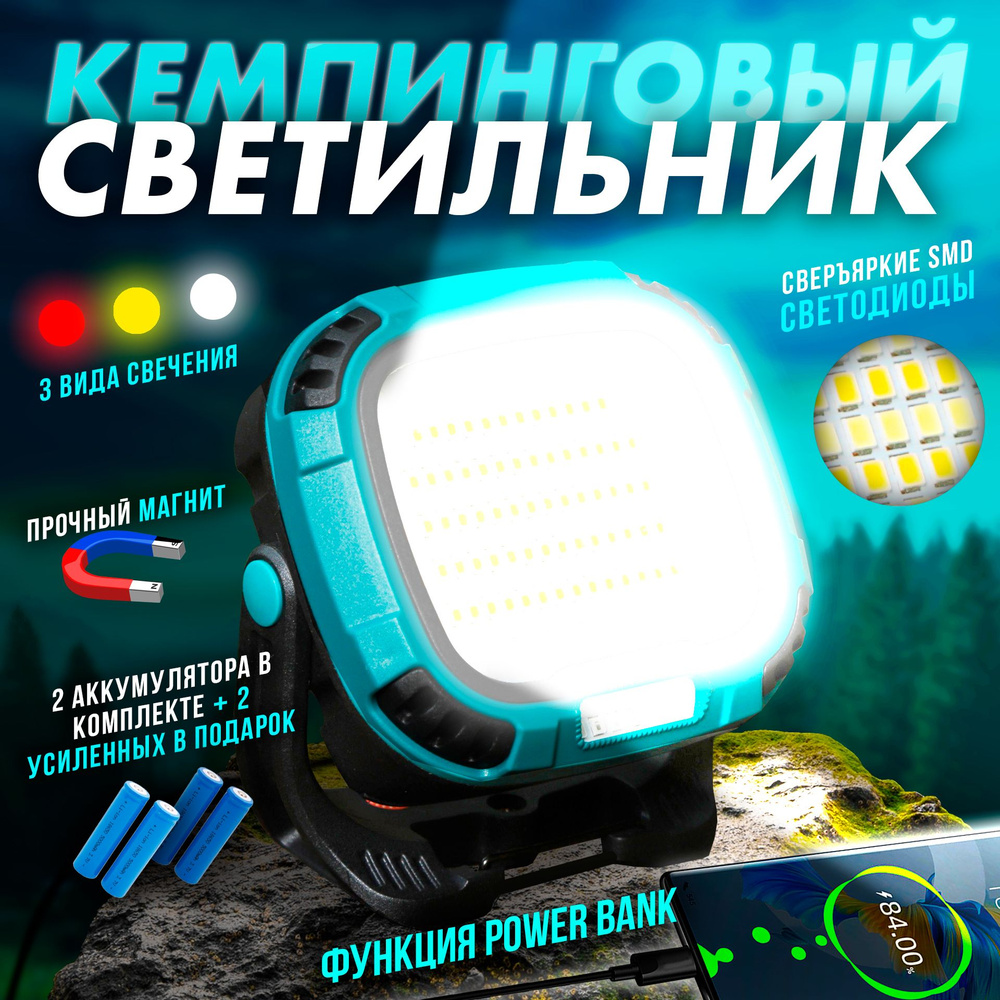 Супер яркий фонарь аккумуляторный/ Кемпинговый светильник на магните/ Функция Power Bank  #1