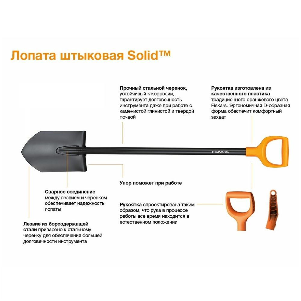 Лопата штыковая Fiskars Solid 1026686 (1066716), Польша #1