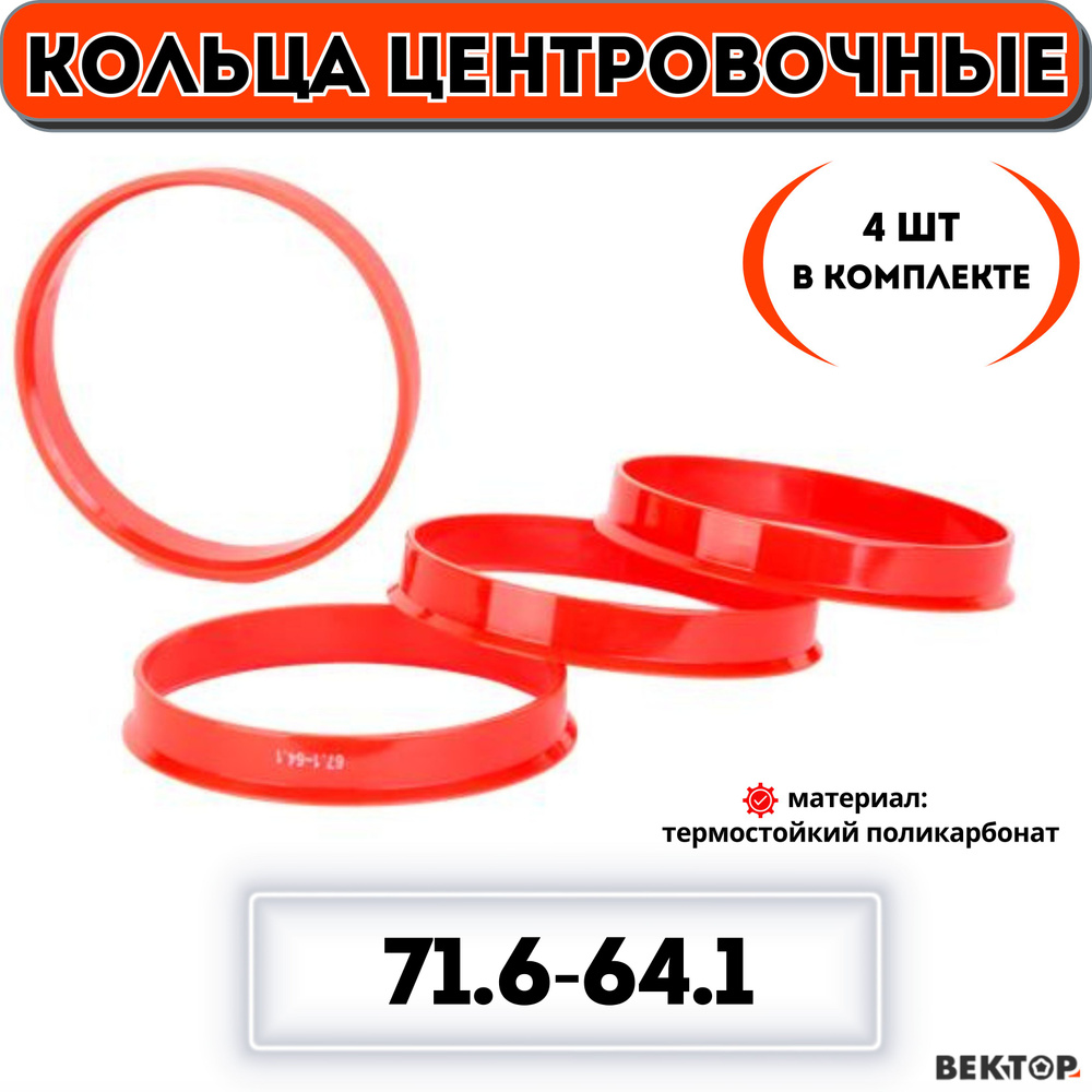 Кольца центровочные для автомобильных дисков 71,6-64,1 "ВЕКТОР" (к-т 4 шт.)  #1