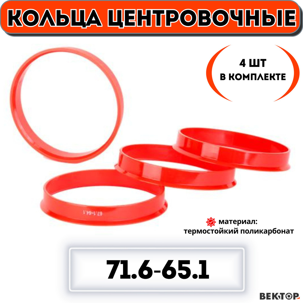 Кольца центровочные для автомобильных дисков 71,6-65,1 "ВЕКТОР" (к-т 4 шт.)  #1