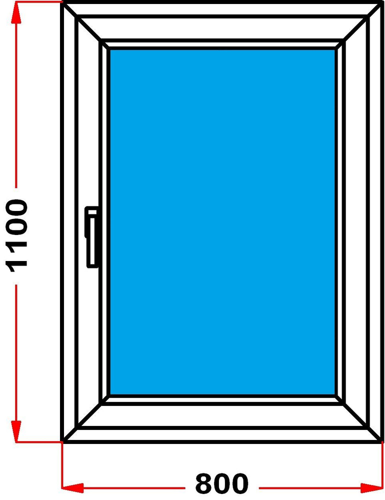 Окно из профиля Grunder 60 мм (1100 x 800), с поворотно-откидной створкой, стеклопакет 3 стекла  #1