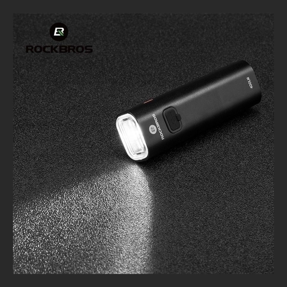 Фонарь передний ROCKBROS YQ-ZJQD400LM, 400 люмен, аккумуляторный, зарядка USB (крепление "go pro")  #1