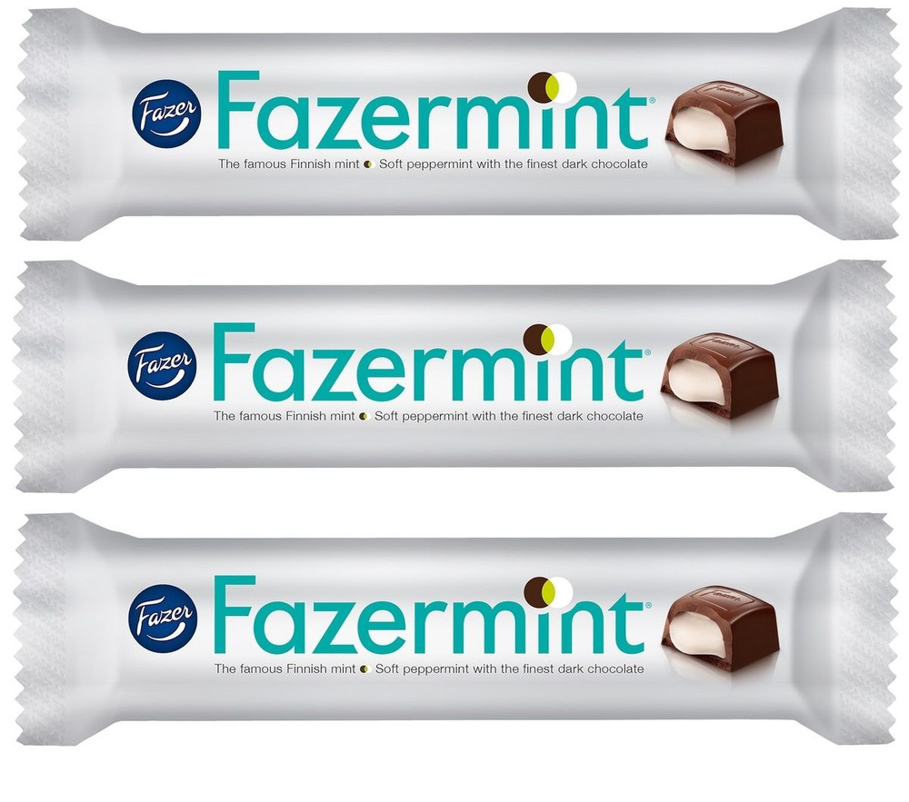 Шоколадные батончики Fazer FazerMint с мятной начинкой, комплект 3уп по 41г (Финляндия)  #1