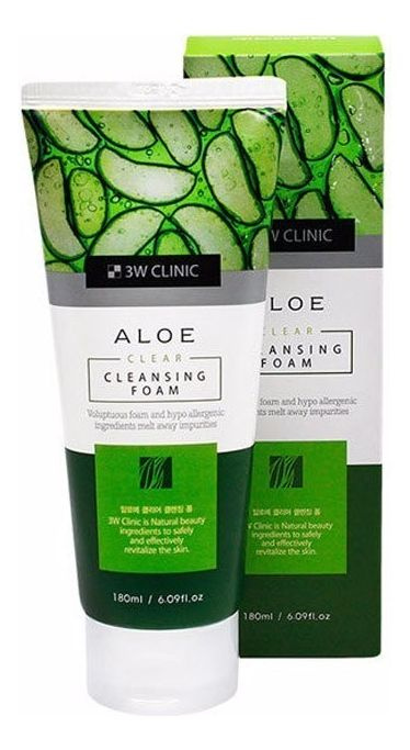 Пенка для лица с экстрактом алоэ 3W Clinic Aloe Clear Cleansing Foam #1