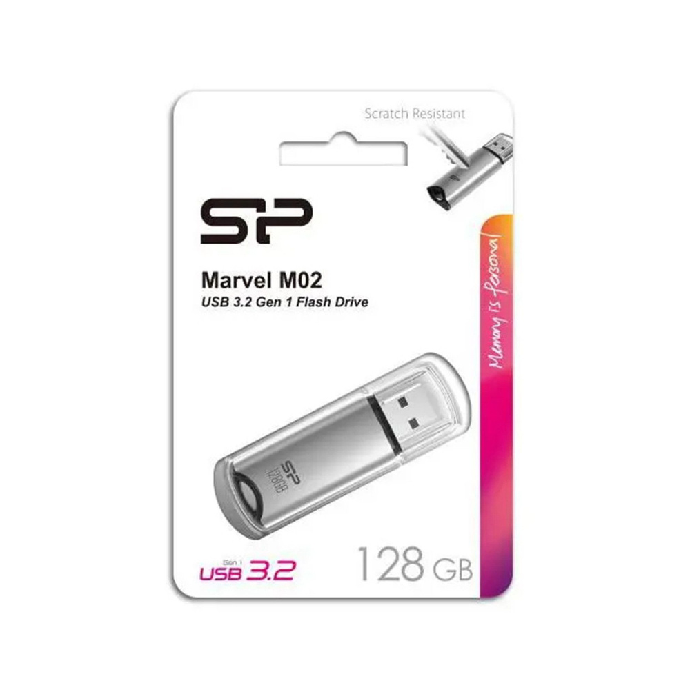 Silicon Power USB-флеш-накопитель Marvel M02, 128Gb, Super Speed, USB 3.2 Gen 1, 128 ГБ, серый металлик #1