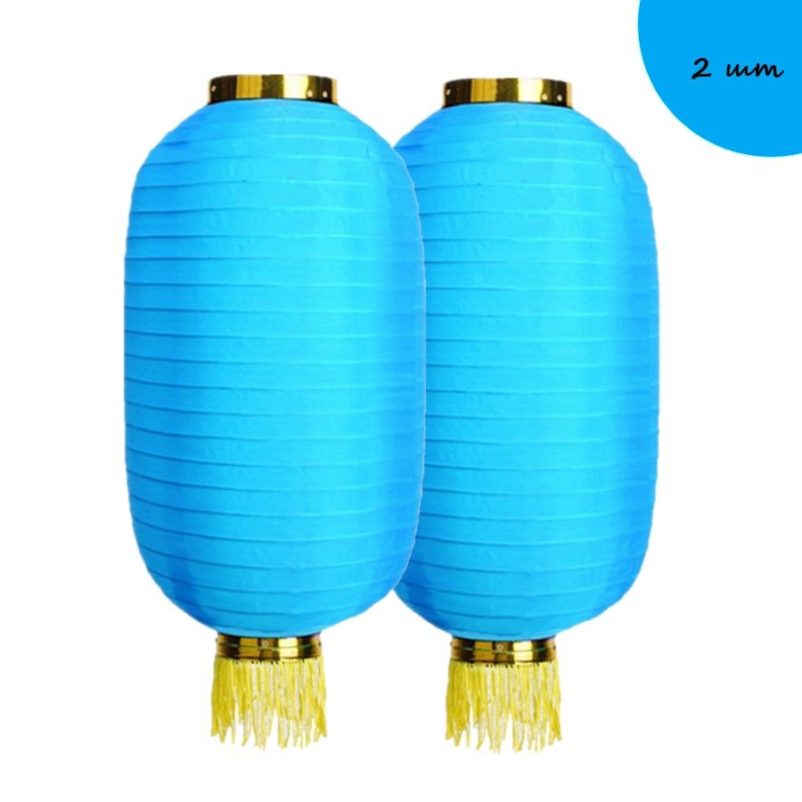 Комплект Китайские фонари Цилиндры с бахромой 35х65см 2шт, синий  #1