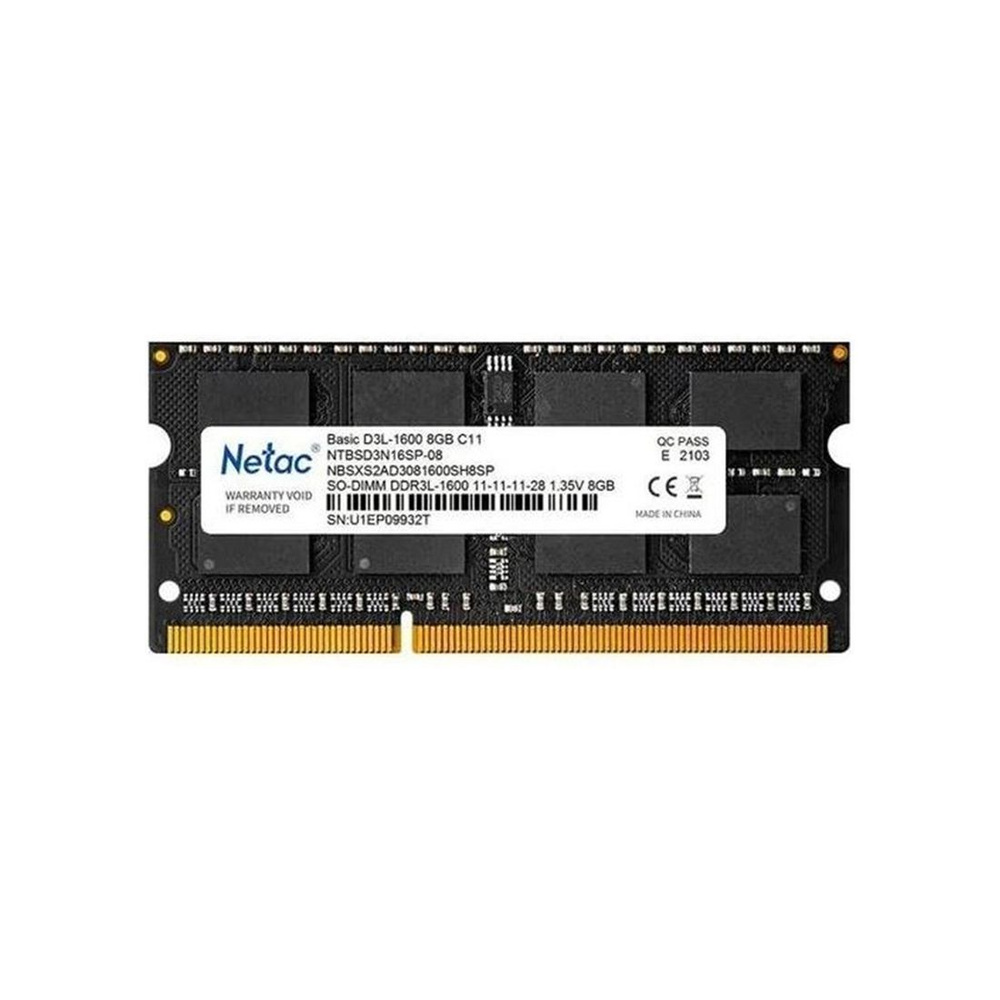 Netac Оперативная память Модуль памяти для ноутбука Netac NTBSD3N16SP-08 DDR3 8GB 1x (Модуль памяти для #1
