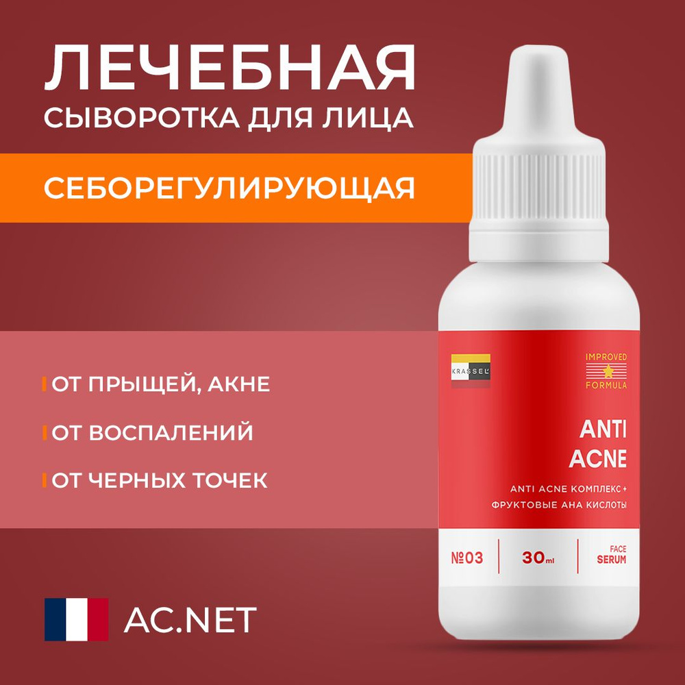 Себорегулирующая сыворотка для лица ANTI AСNE с антибактериальным действием от прыщей, акне, постакне, #1