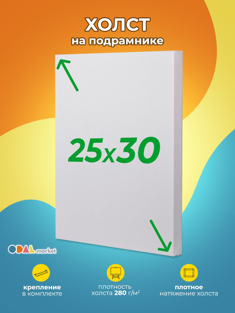 Холст грунтованный для рисования на подрамнике 25х30 см, 1шт  #1