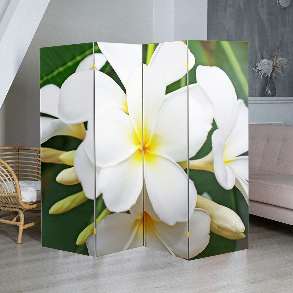 Ширма перегородка "Тропические цветы", 200 x 160 см #1