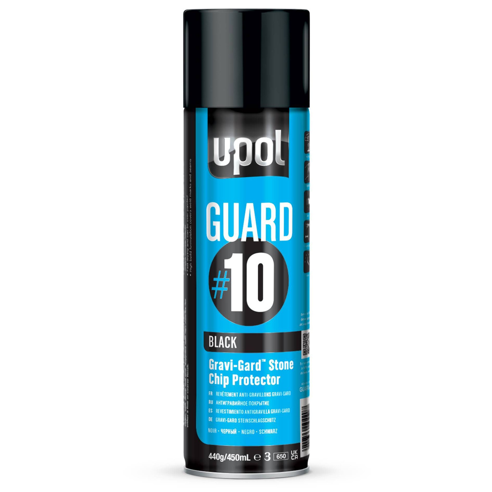 Антигравийное покрытие U-POL GUARD #10, черный, аэрозоль, 450 мл  #1