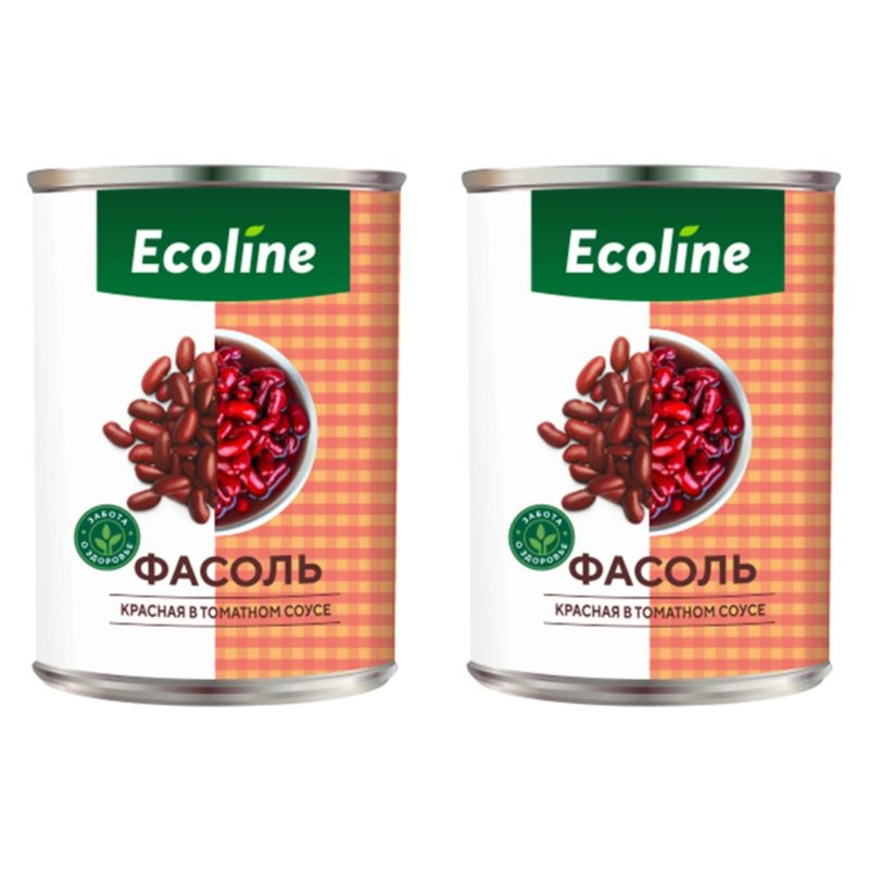 Ecoline Фасоль красная в томатном соусе, 425 г, 2 шт #1