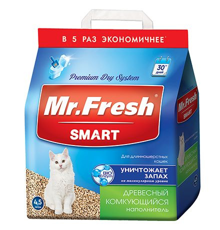 Mr.Fresh Smart / Наполнитель Мистер Фреш для Длинношёрстных кошек Древесный, 2,2 кг (4,5 л)  #1