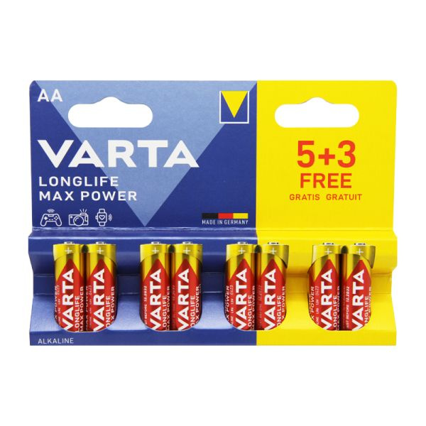 Батарейка Varta LONGLIFE MAX POWER (MAX TECH) LR6 AA Alkaline 1.5V 8 штук Германия  #1