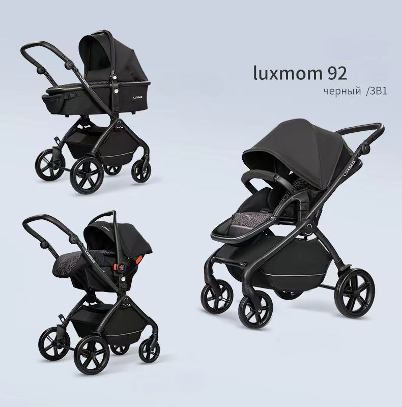 Детская коляска для новорожденных 3 в 1 Luxmom К92 NEW , с регулируемой ручкой и с сумкой-рюкзаком для #1