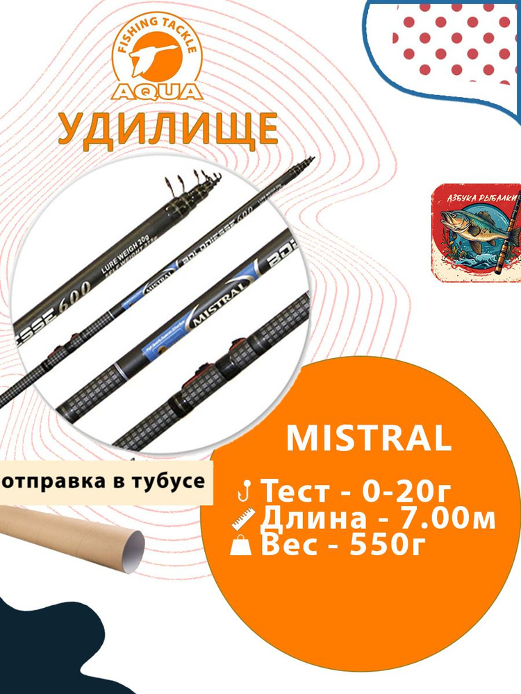 Удилище болонское AQUA MISTRAL 7,00m, 0-20g #1