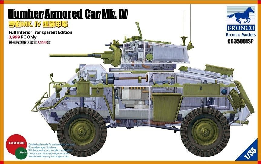 Сборная модель военной техники Bronco Models Humber Armored Car Mk. IV (Full Interior Transparent Edition), #1