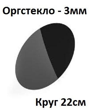 Оргстекло черное круглое 22 см, 3 мм, 1 шт. / Акрил черный глянцевый диаметр 220 мм  #1