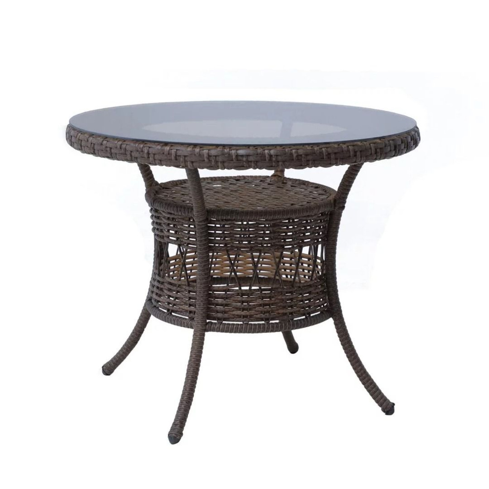 Стол из экоротанга 90х90х75 см светло-коричневый DECO ARENA плетеный для сада и дачи, для кафе и ресторана, #1