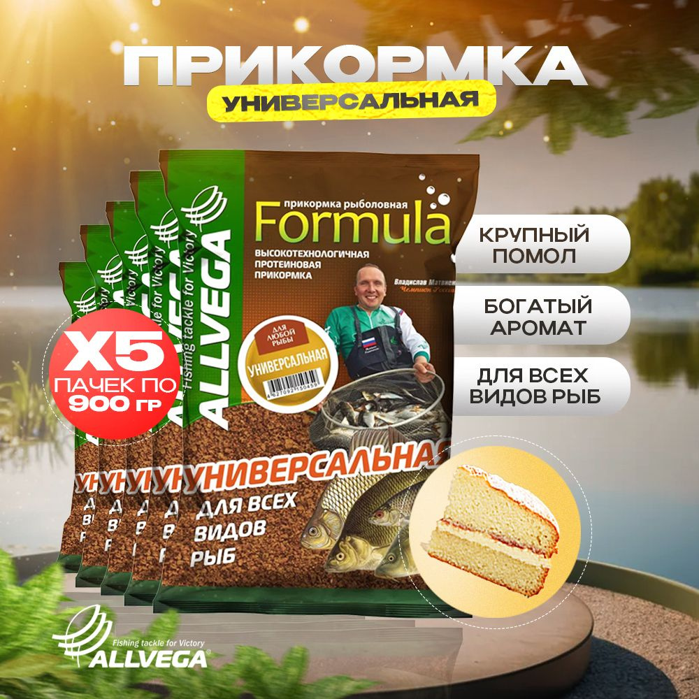 Прикормка для рыбалки УНИВЕРСАЛЬНАЯ ALLVEGA Formula 5 пачек #1