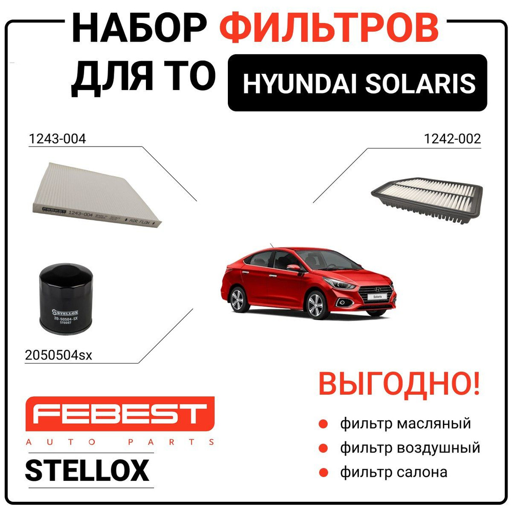 Комплект фильтров для ТО Hyundai Solaris (Фильтр воздушный, салонный, масляный)  #1